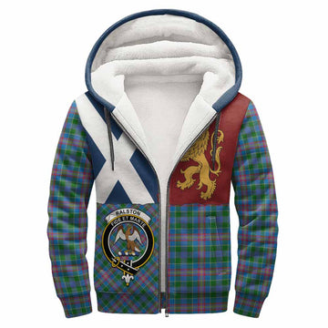 Ralston Crest Tartan Sherpa Hoodie with Lion Rampant Saltire Style