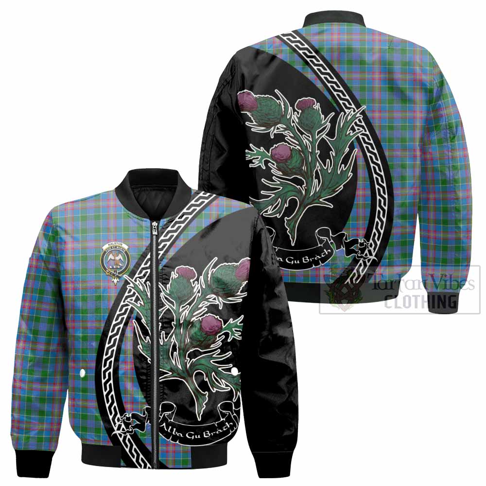 Ralston Family Crest Tartan Bomber Jacket Alba Thistle Inspired - Tartan Vibes Clothing