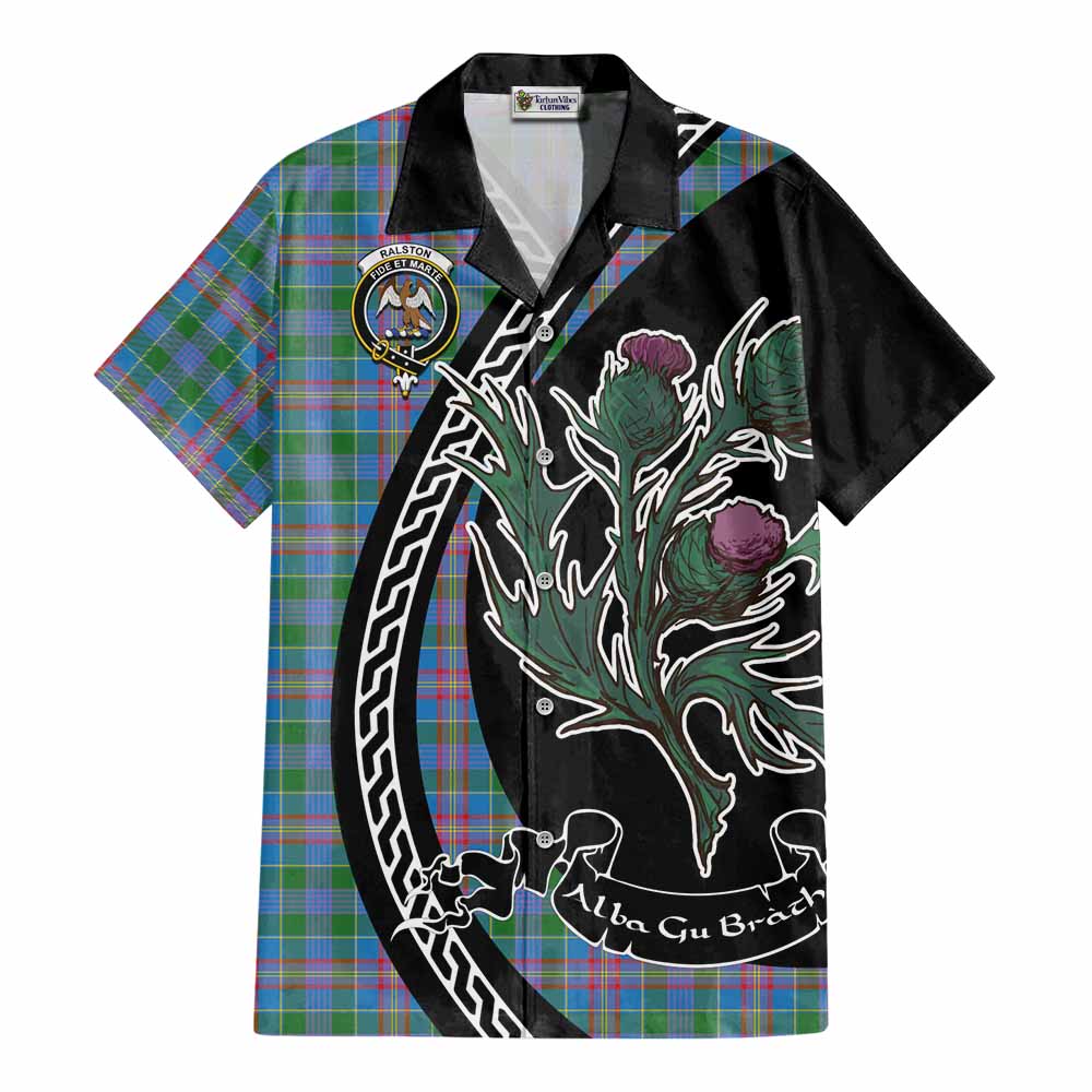 Ralston Family Crest Tartan Cotton Hawaiian Shirt Alba Thistle Inspired - Tartan Vibes Clothing