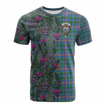 Ralston Family Crest Tartan Cotton T-shirt Scottish Thistle Flower Pattern Half Style - Tartan Vibes Clothing