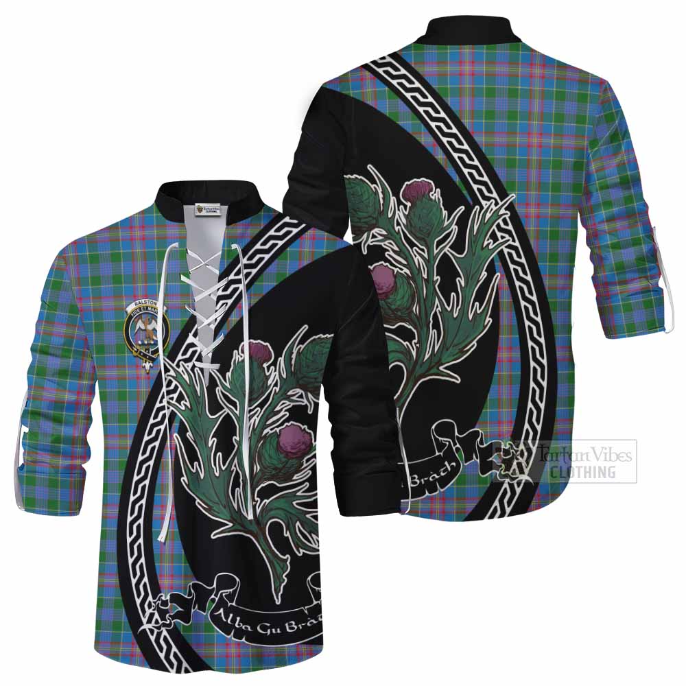 Ralston Family Crest Tartan Ghillie Shirt Alba Thistle Inspired - Tartan Vibes Clothing