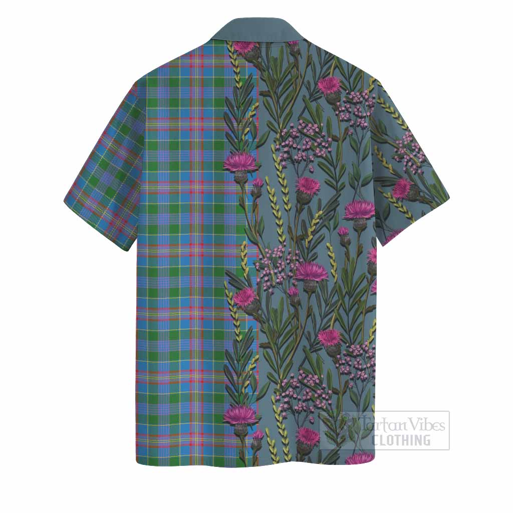 Ralston Family Crest Tartan Hawaiian Shirt Scottish Thistle Flower Pattern Half Style - Tartan Vibes Clothing