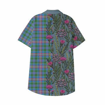 Ralston Family Crest Tartan Kid Hawaiian Shirt Scottish Thistle Flower Pattern Half Style - Tartan Vibes Clothing