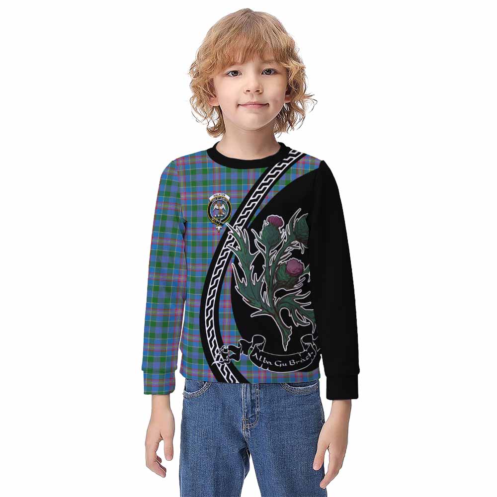 Ralston Family Crest Tartan Kid Knitted Sweatshirt Alba Thistle Inspired - Tartan Vibes Clothing