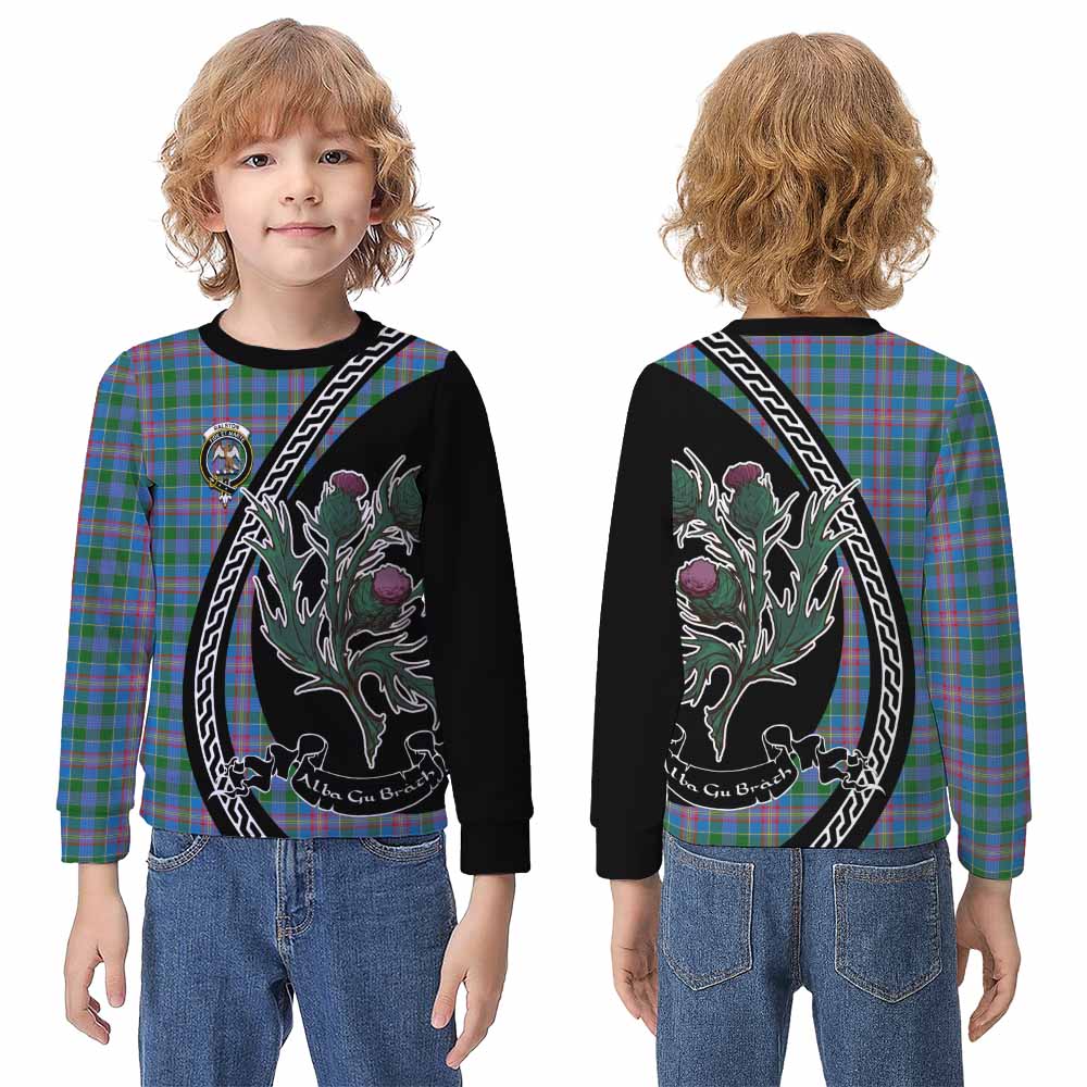 Ralston Family Crest Tartan Kid Knitted Sweatshirt Alba Thistle Inspired - Tartan Vibes Clothing