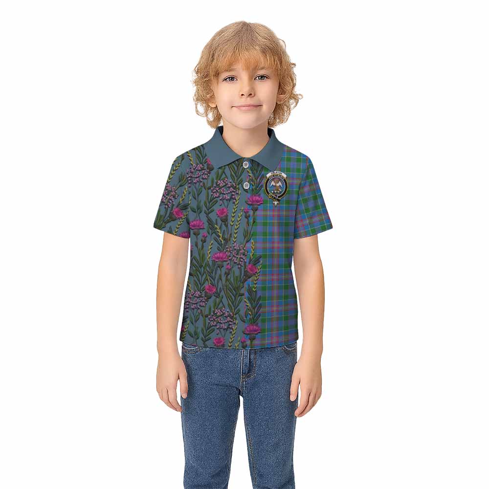 Ralston Family Crest Tartan Kid Polo Shirt Scottish Thistle Flower Pattern Half Style - Tartan Vibes Clothing