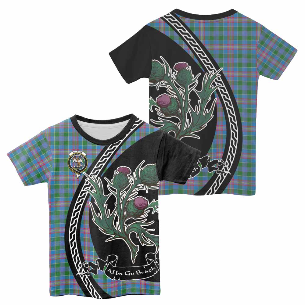 Ralston Family Crest Tartan Kid T-shirt Alba Thistle Inspired - Tartan Vibes Clothing