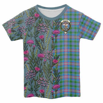 Ralston Family Crest Tartan Kid T-shirt Scottish Thistle Flower Pattern Half Style - Tartan Vibes Clothing