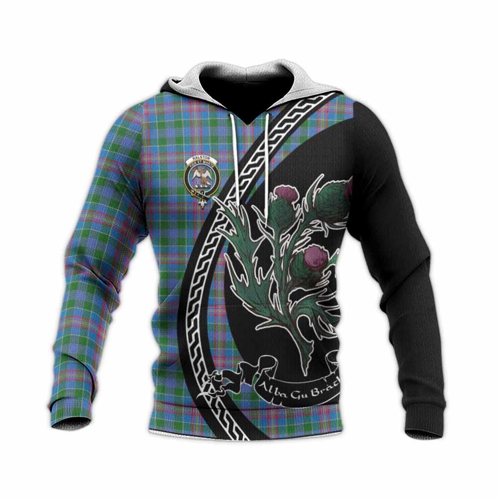 Ralston Family Crest Tartan Knitted Hoodie Alba Thistle Inspired - Tartan Vibes Clothing