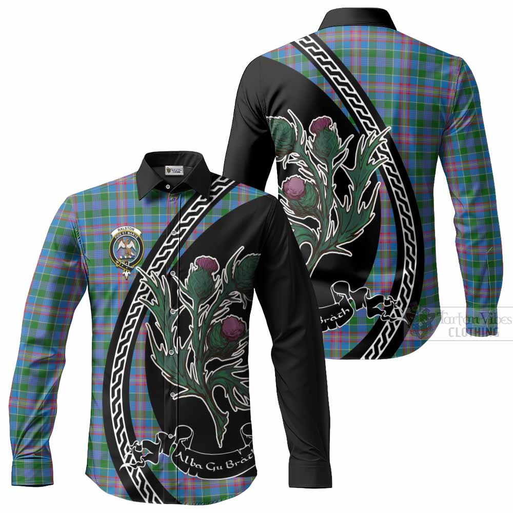 Ralston Family Crest Tartan Long Sleeve Button Shirts Alba Thistle Inspired - Tartan Vibes Clothing