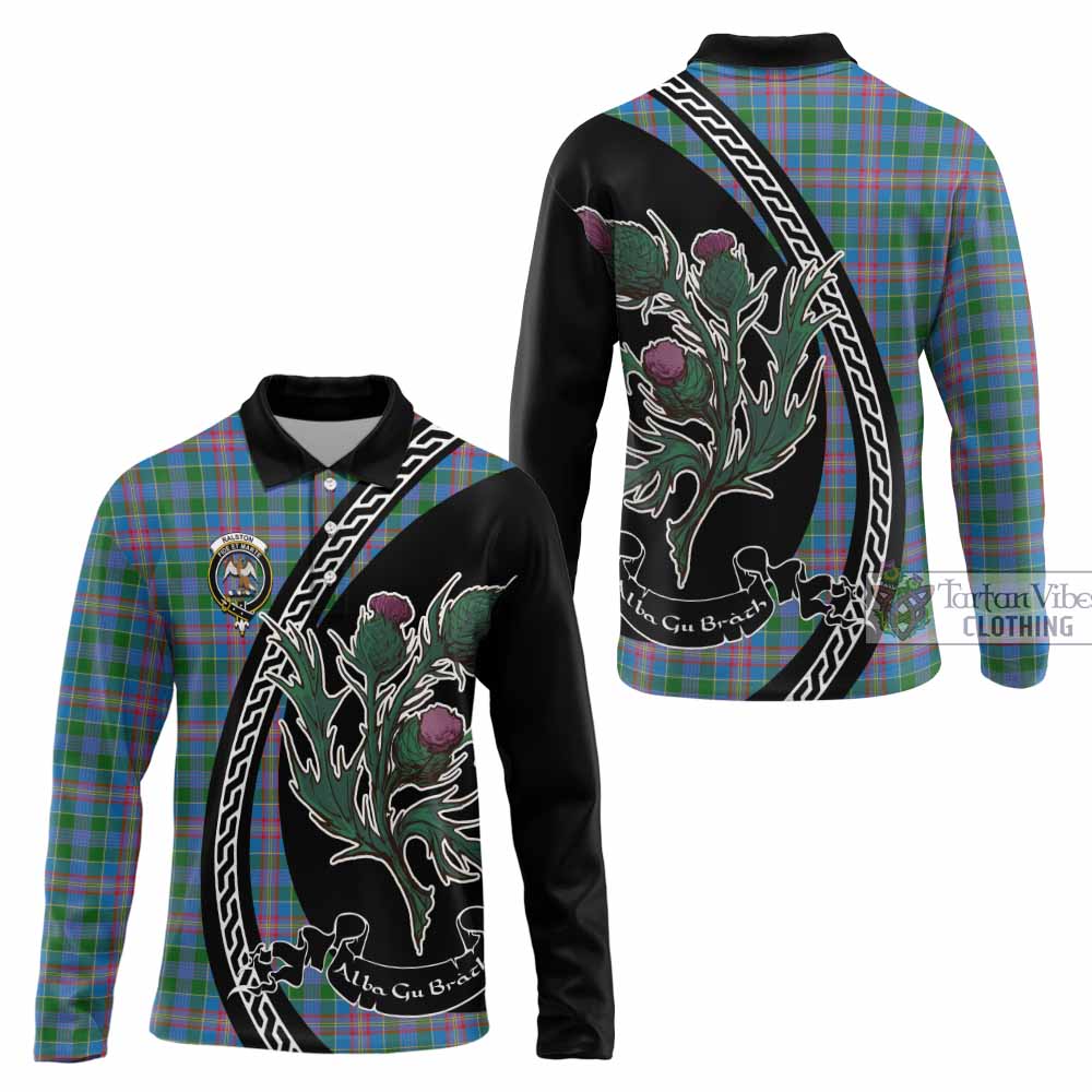 Ralston Family Crest Tartan Long Sleeve Polo Shirt Alba Thistle Inspired - Tartan Vibes Clothing