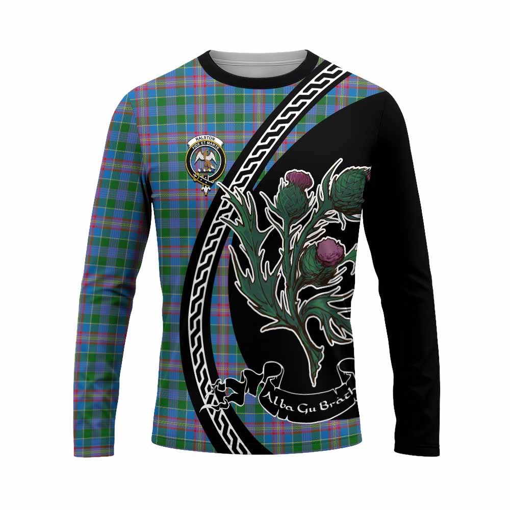 Ralston Family Crest Tartan Long Sleeve T-Shirt Alba Thistle Inspired - Tartan Vibes Clothing