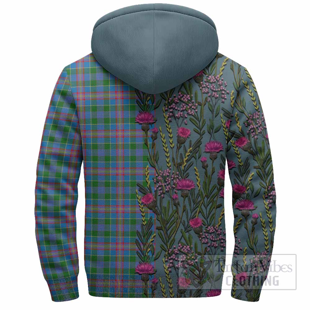 Ralston Family Crest Tartan Sherpa Hoodie Scottish Thistle Flower Pattern Half Style - Tartan Vibes Clothing