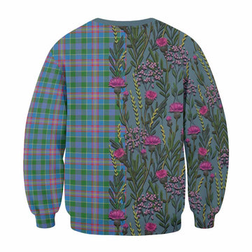 Ralston Family Crest Tartan Sweatshirt Scottish Thistle Flower Pattern Half Style
