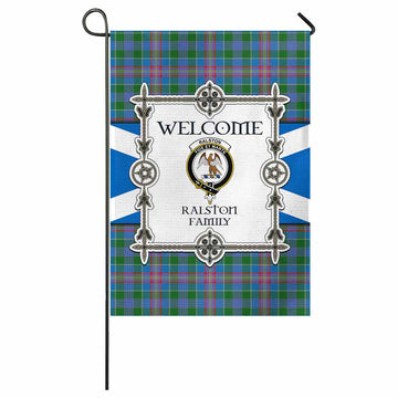 Ralston Family Crest Tartan Welcome Garden Flag Saltire Harmony Style