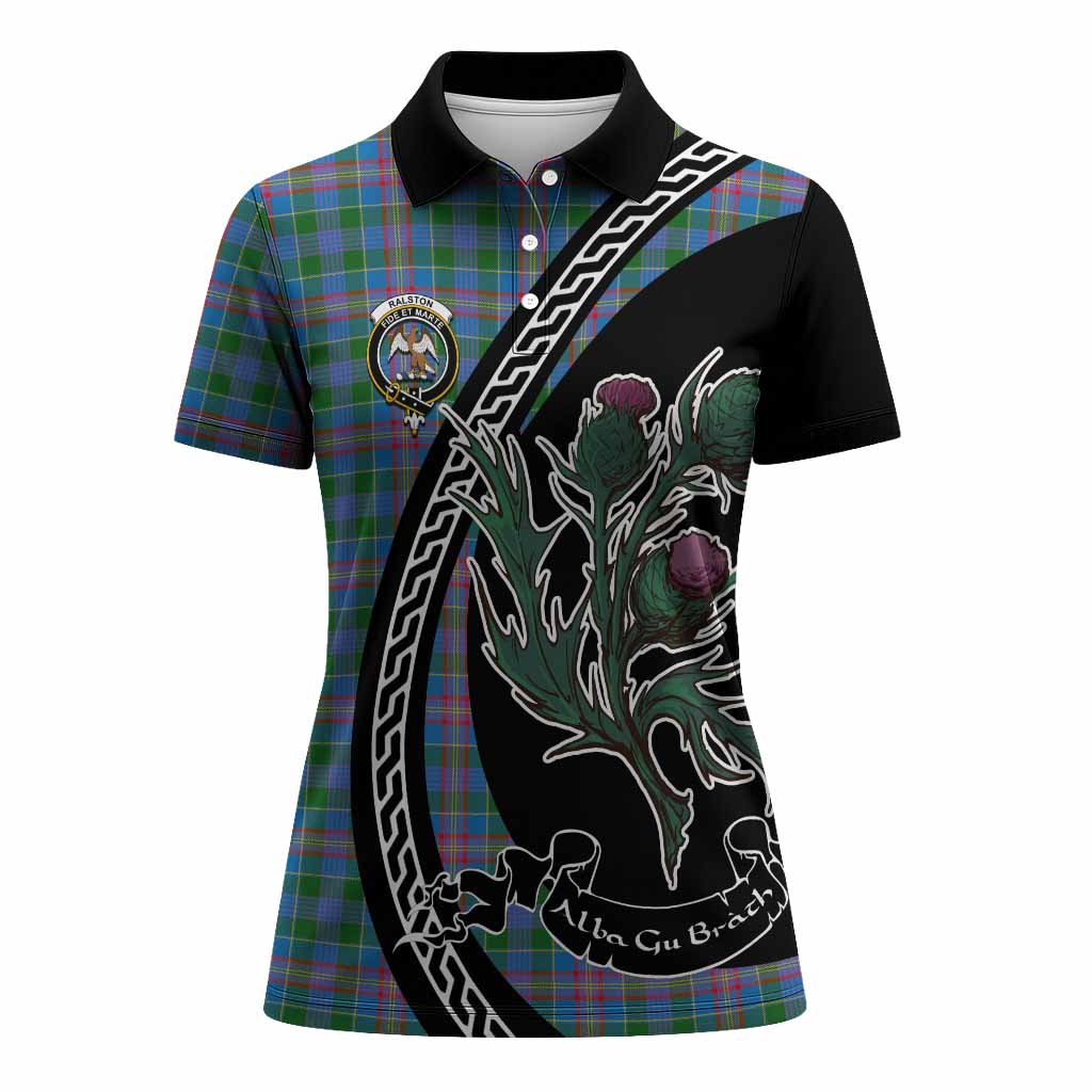 Ralston Family Crest Tartan Women Polo Shirt Alba Thistle Inspired - Tartan Vibes Clothing