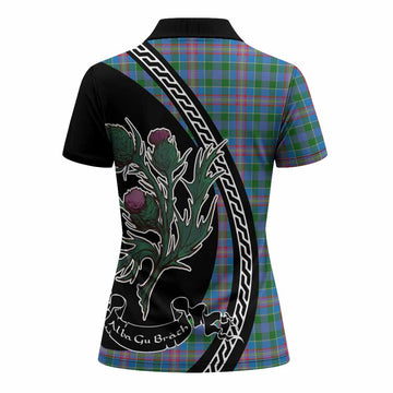 Ralston Family Crest Tartan Women Polo Shirt Alba Thistle Inspired