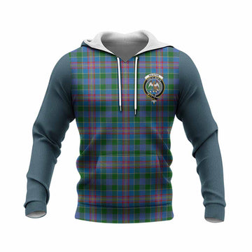 Ralston Tartan Accent Knitted Hoodie with Family Crest