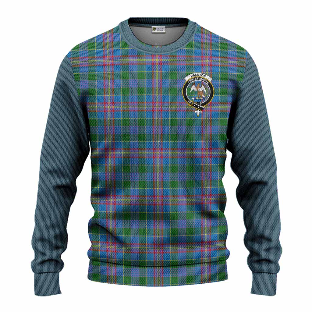 Ralston Tartan Accent Knitted Sweater with Family Crest