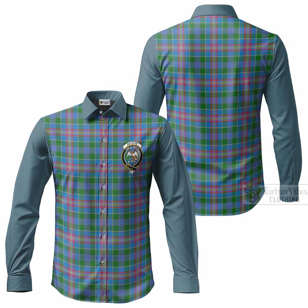 Ralston Tartan Accent Long Sleeve Button Shirts with Family Crest
