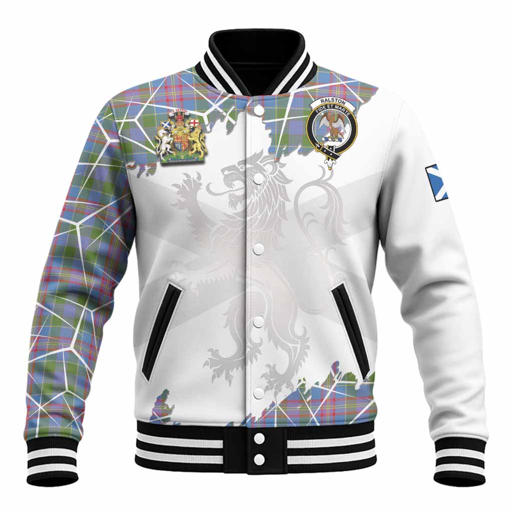 Ralston Tartan Baseball Jacket with Family Crest and Lion Rampant Grunge Style