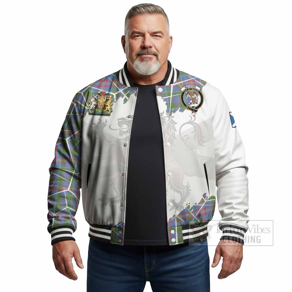 Ralston Tartan Baseball Jacket with Family Crest and Lion Rampant Grunge Style