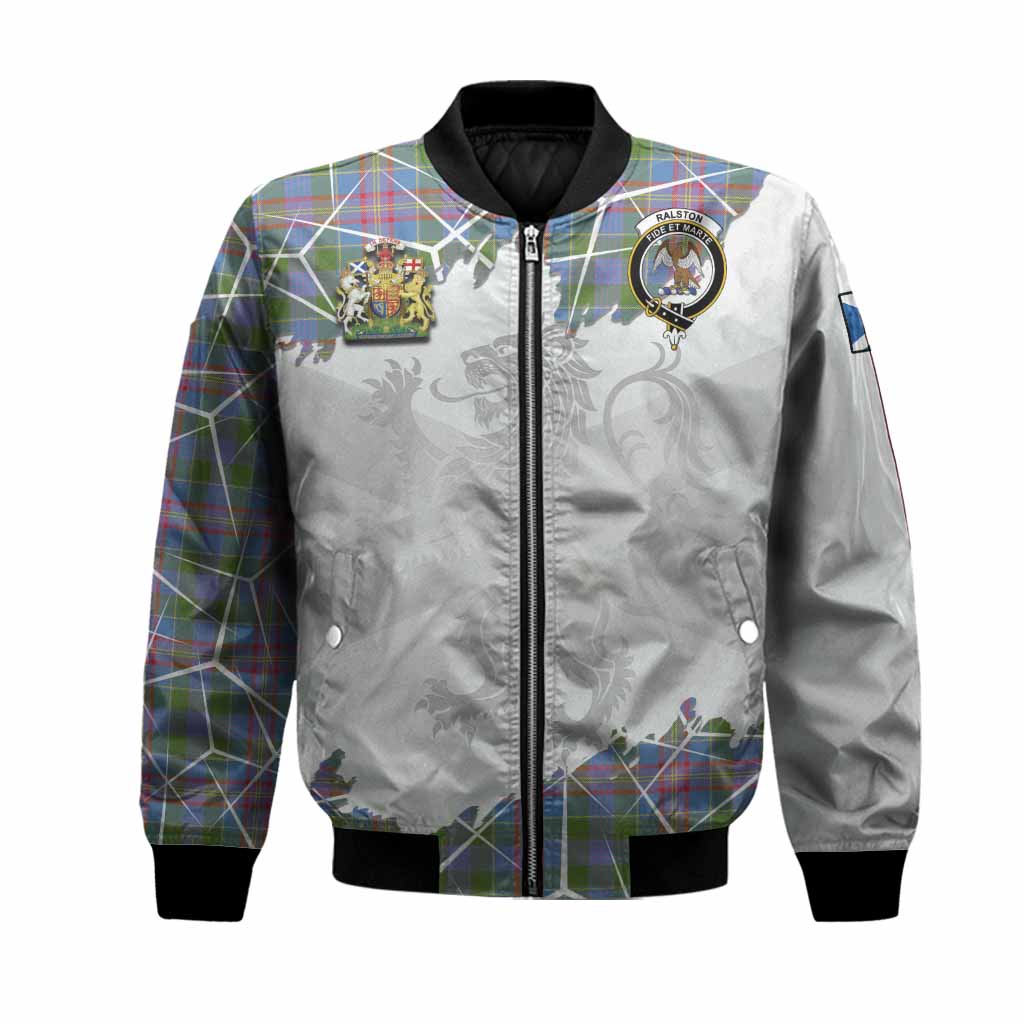 Ralston Tartan Bomber Jacket with Family Crest and Lion Rampant Grunge Style