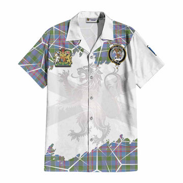 Ralston Tartan Cotton Hawaiian Shirt with Family Crest and Lion Rampant Grunge Style