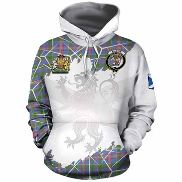 Ralston Tartan Cotton Hoodie with Family Crest and Lion Rampant Grunge Style