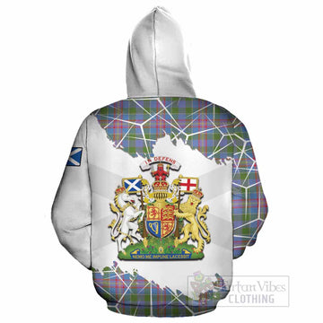 Ralston Tartan Cotton Hoodie with Family Crest and Lion Rampant Grunge Style