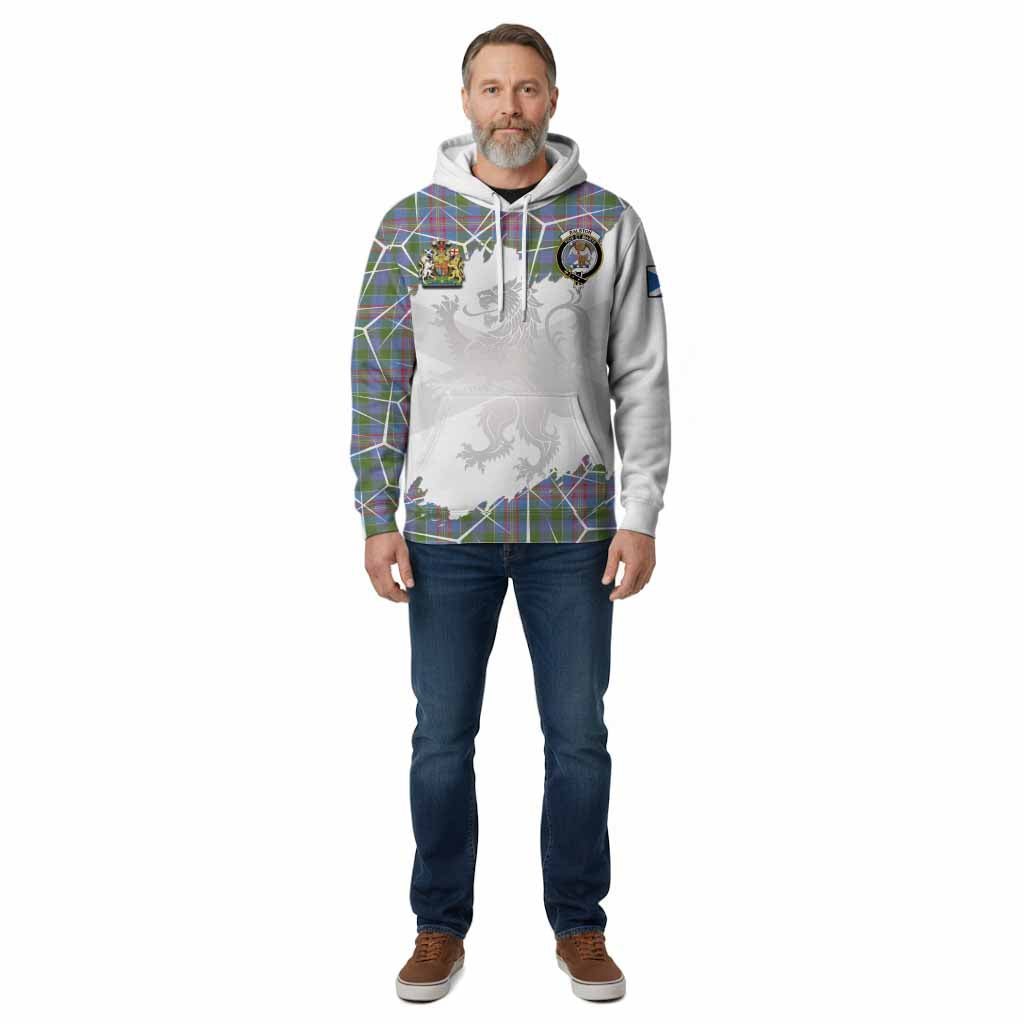Ralston Tartan Cotton Hoodie with Family Crest and Lion Rampant Grunge Style