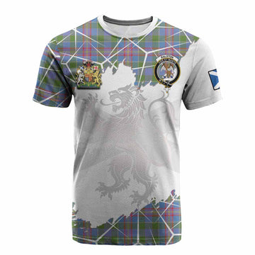 Ralston Tartan Cotton T-shirt with Family Crest and Lion Rampant Grunge Style