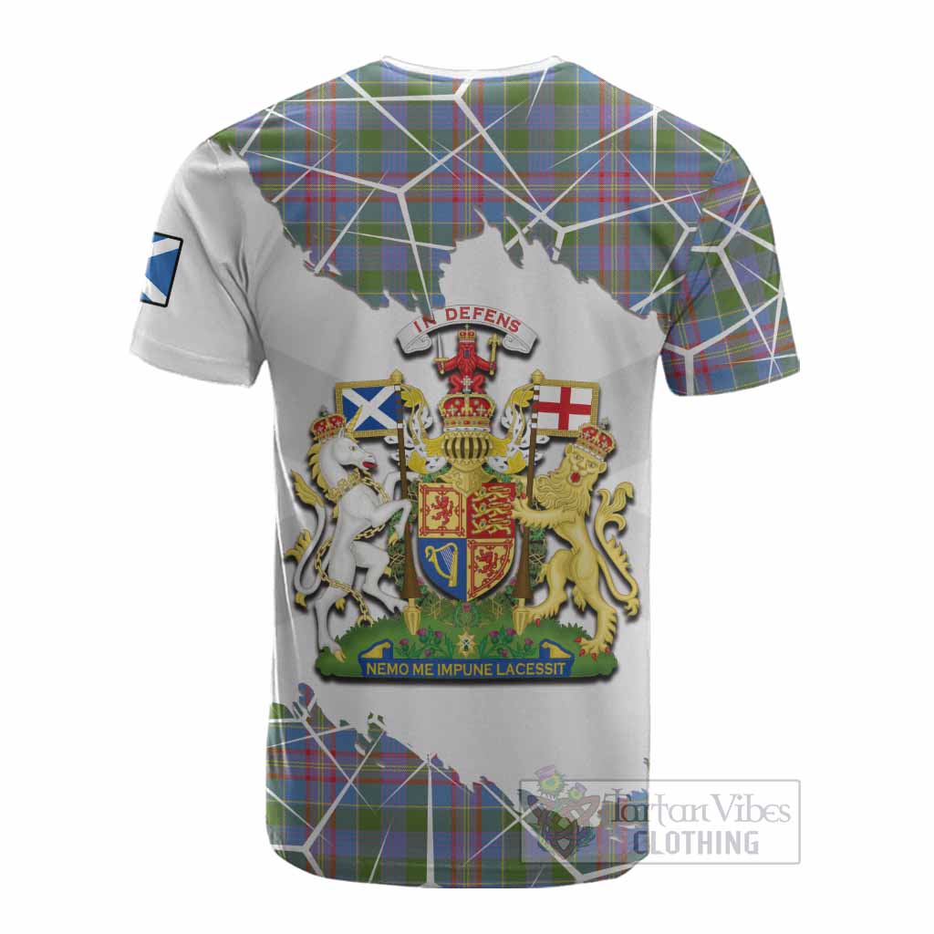 Ralston Tartan Cotton T-shirt with Family Crest and Lion Rampant Grunge Style
