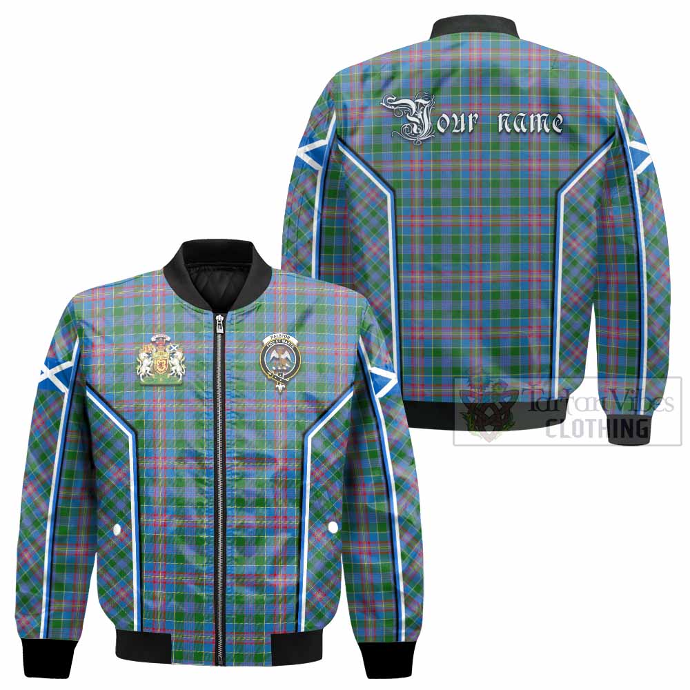 Ralston Tartan Crest Bomber Jacket Scotland Coat of Arm Flag Style - Tartan Vibes Clothing