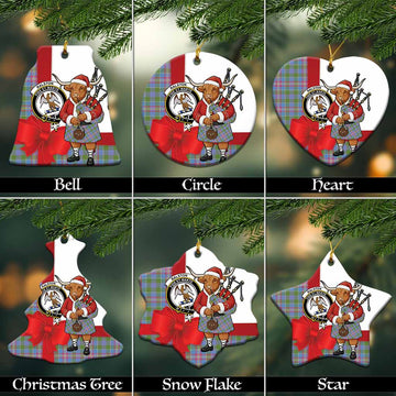 Ralston Tartan Crest Christmas Ceramic Ornament Highland Cow Bagpipes Coquette Bow Style