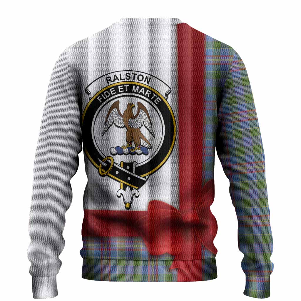 Ralston Tartan Crest Christmas Christmas Ugly Sweater Highland Cow Bagpipes Coquette Bow Style