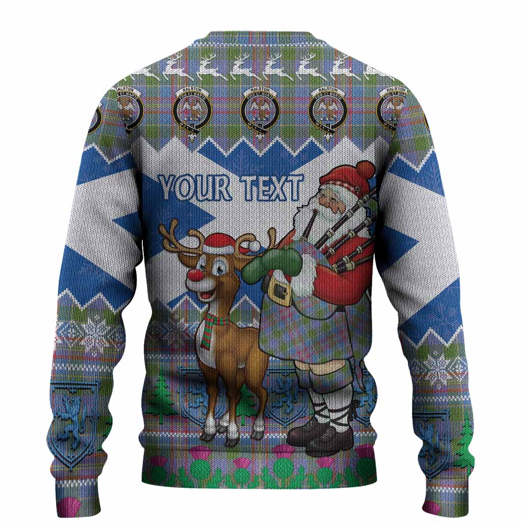 Ralston Tartan Crest Christmas Christmas Ugly Sweater Scotland Santa With Bagpipes Cute Reindeer
