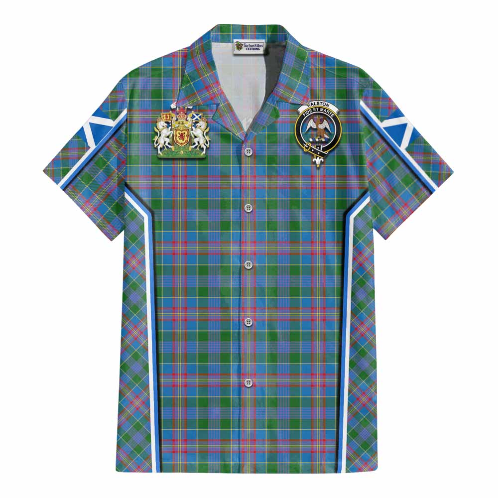 Ralston Tartan Crest Cotton Hawaiian Shirt Scotland Coat of Arm Flag Style - Tartan Vibes Clothing