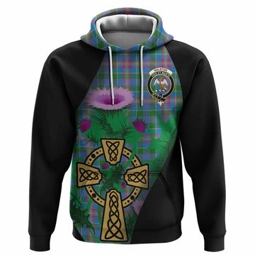 Ralston Tartan Crest Hoodie Celtic Cross Thistle Flowers