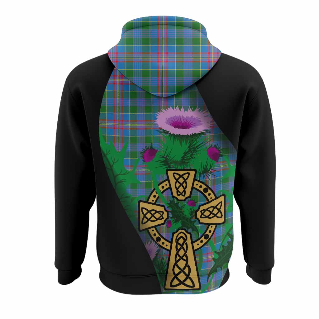 Ralston Tartan Crest Hoodie Celtic Cross Thistle Flowers