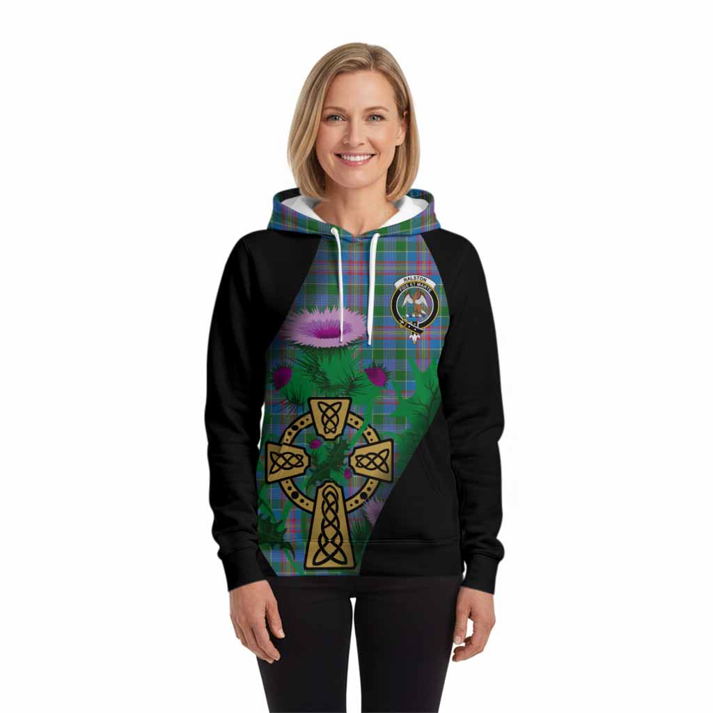 Ralston Tartan Crest Hoodie Celtic Cross Thistle Flowers