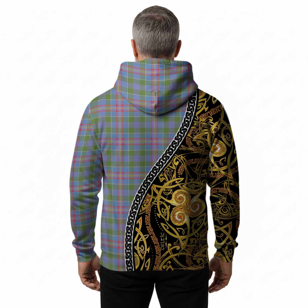 Ralston Tartan Crest Hoodie Celtic Knot and Triple Trickle Spiral Symbols