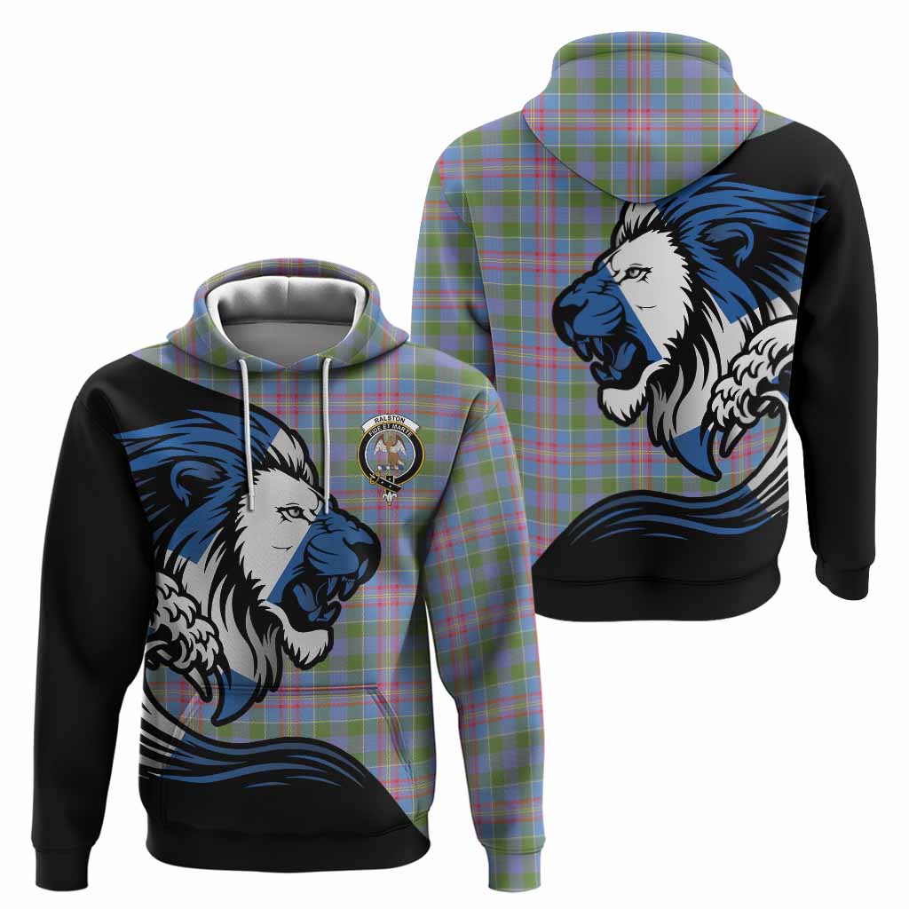 Ralston Tartan Crest Hoodie Scottish Golden Lions Wave Flow