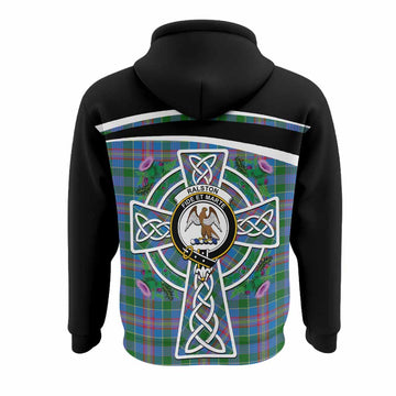Ralston Tartan Crest Hoodie Scottish Thistle Celtic Cross Alba Gu Brath