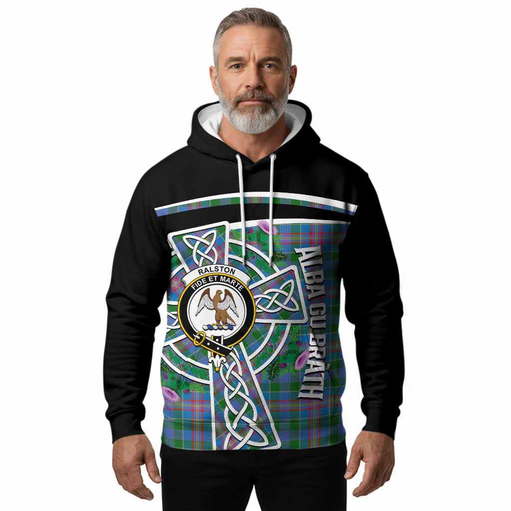 Ralston Tartan Crest Hoodie Scottish Thistle Celtic Cross Alba Gu Brath