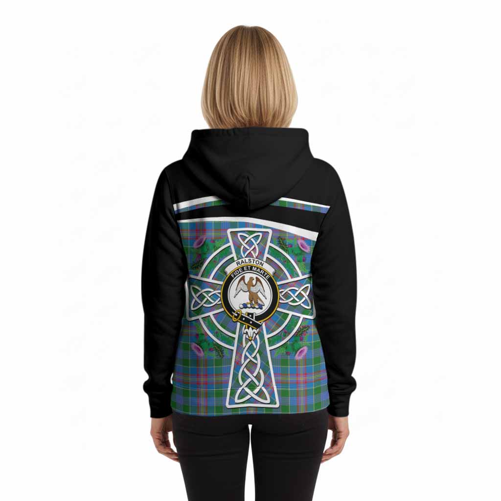 Ralston Tartan Crest Hoodie Scottish Thistle Celtic Cross Alba Gu Brath