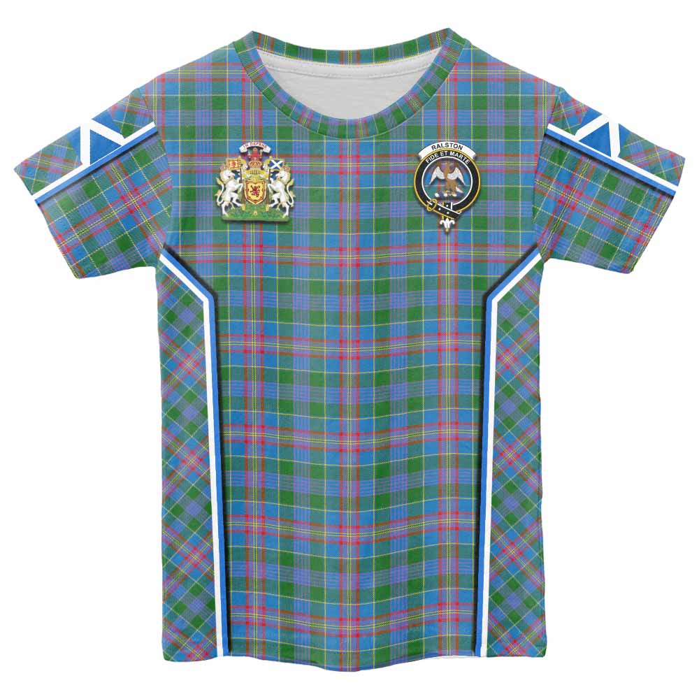 Ralston Tartan Crest Kid T-shirt Scotland Coat of Arm Flag Style - Tartan Vibes Clothing