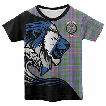 Ralston Tartan Crest Kid T-shirt Scottish Golden Lions Wave Flow