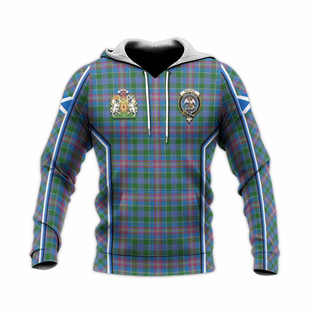 Ralston Tartan Crest Knitted Hoodie Scotland Coat of Arm Flag Style - Tartan Vibes Clothing