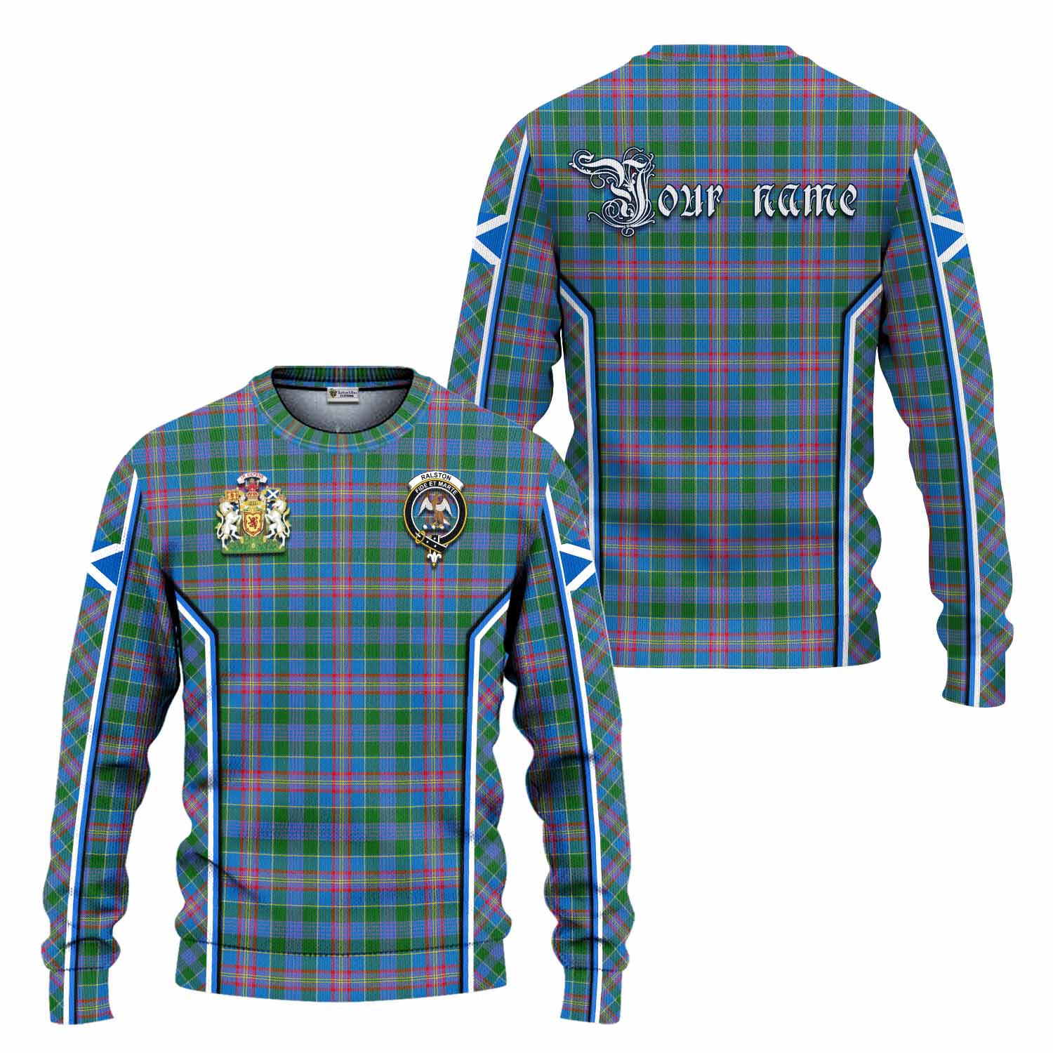 Ralston Tartan Crest Knitted Sweater Scotland Coat of Arm Flag Style - Tartan Vibes Clothing